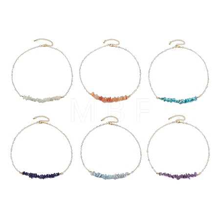 Natural & Synthetic Mixed Gemstone Chip Bib Necklaces NJEW-JN04950-1