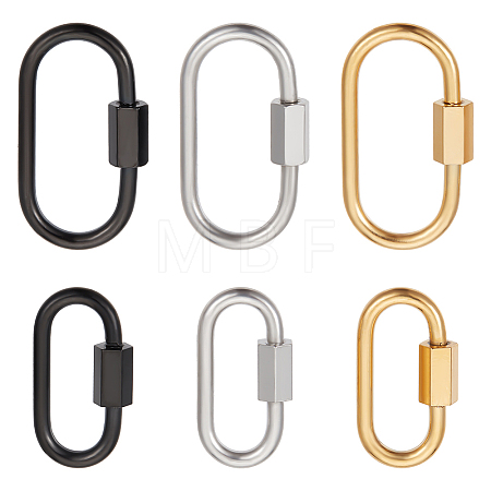 6Pcs 6 Styles 304 Stainless Steel Screw Carabiner Lock Charms STAS-UN0055-95-1