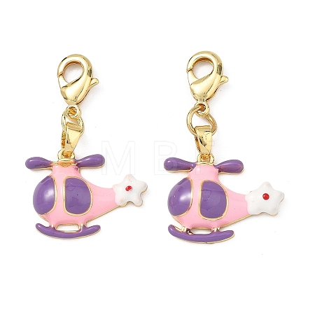 Helicopter Brass Enamel Pendant Decorations KK-B198-04G-1