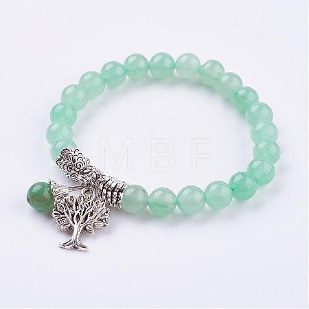Natural Green Aventurine Stretch Bracelets BJEW-F262-A07-1