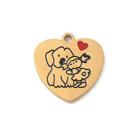 304 Stainless Steel Enamel Pendants STAS-I351-21G-04-1