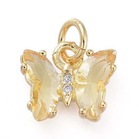 Brass Micro Pave Clear Cubic Zirconia Pendant ZIRC-P079-B01-02-1
