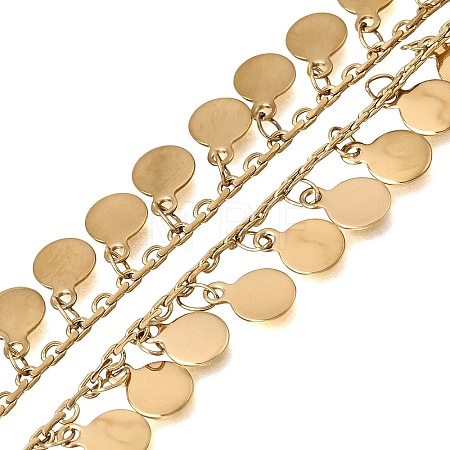 304 Stainless Steel Link Chains with Blank Disc Charms STAS-D391-02G-1