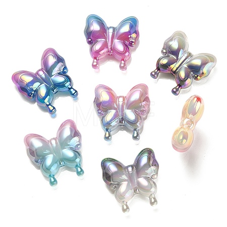 UV Plating Rainbow Iridescent Acrylic Beads X-OACR-G012-09-1