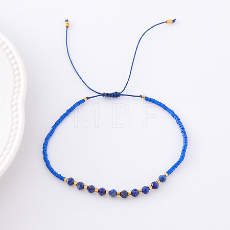 2mm Faceted Natural Blue Spot Jasper Beaded Braided Adjustable Bracelets for Women PF2854-8-1