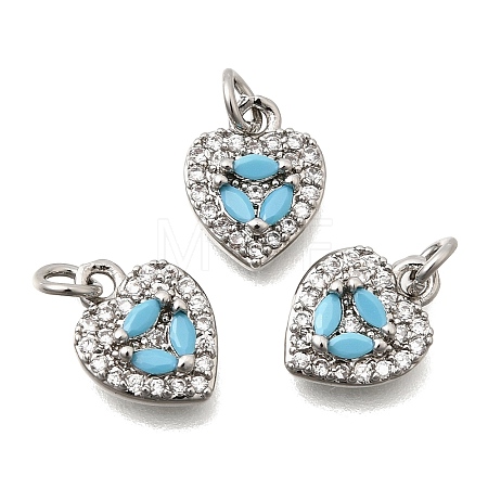 Valentine's Day Brass Micro Pave Cubic Zirconia Charms KK-N289-07P-1