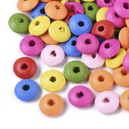 Spray Painted Natural Maple Wood Beads WOOD-T019-28-1