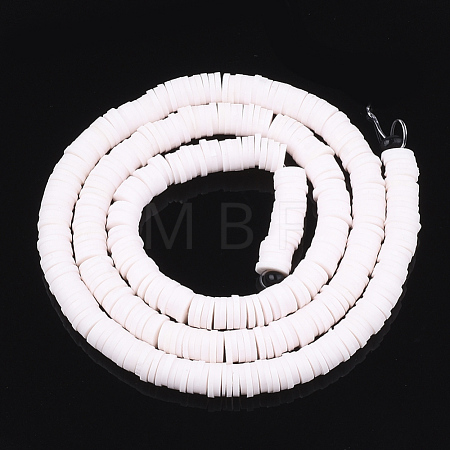 Flat Round Handmade Polymer Clay Bead Spacers CLAY-R067-3.0mm-16-1