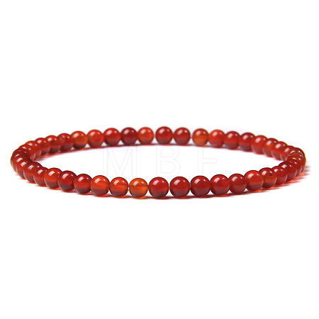 4mm Round Natural Carnelian Beads Bracelet for Men X-KG3069-11-1