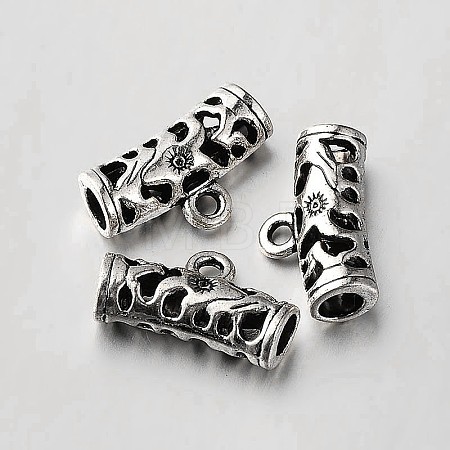 Tibetan Style Alloy Hollow Tube Bail Beads Tube Bails TIBEB-O004-46-1