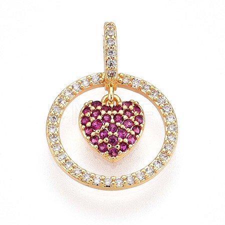 Brass Micro Pave Cubic Zirconia Pendants KK-N261-23B-G-1