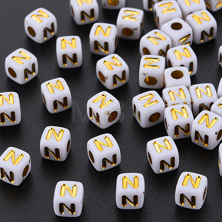 Opaque White Acrylic Beads MACR-Q242-010N-1