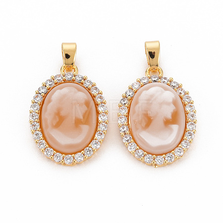 Brass Lilac Cubic Zirconia Pendants KK-N233-121C-NF-1
