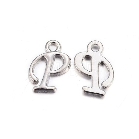 Platinum Plated Alloy Letter Pendants X-PALLOY-J718-01P-P-1