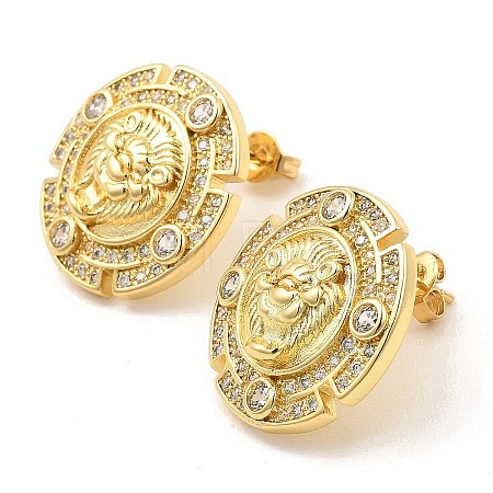 Brass Micro Pave Cubic Zirconia Stud Earrings EJEW-E600-01G-1