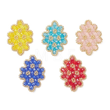 Woven Glass Beaded Connector Charms PALLOY-MZ01201-1