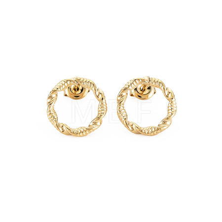 Ion Plating(IP) 304 Stainless Steel Hollow Ring Stud Earrings for Woman EJEW-N097-003LG-1
