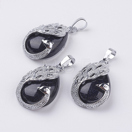Synthetic Blue Goldstone Pendants X-G-E442-04I-1