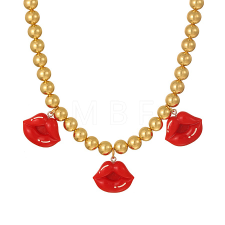 Resin Red Lip Pendant Bib Necklaces FS-WG56FE2-01-1