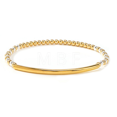 Luxury Round Brass Beads & Curved Tube Stretch Bracelets for Women CV0826-4-1