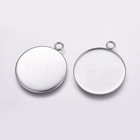 Tarnish Resistant 304 Stainless Steel Pendant Cabochon Settings STAS-K146-047-30mm-1