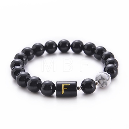 10MM Natural Black Onyx(Dyed & Heated) and Howlite Beaded Stretch Bracelets RH2290-6-1