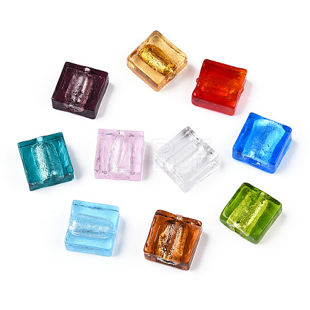Handmade Silver Foil Lampwork Beads X-FOIL-S006-12x12mm-M-1