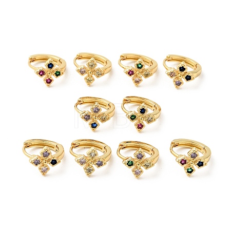 Cubic Zirconia Flower Hoop Earrings EJEW-G312-17G-01-1