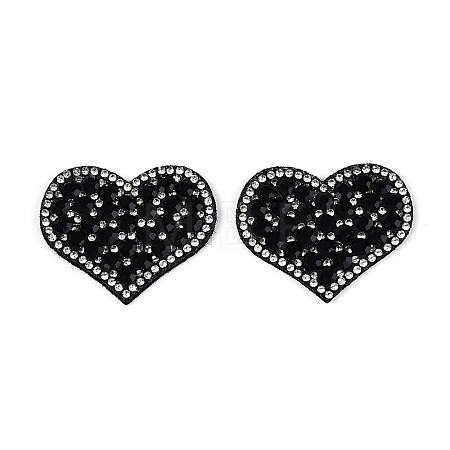 Heart Hotfix Glass Rhinestone with Cloth Patches PATC-T002-02B-1