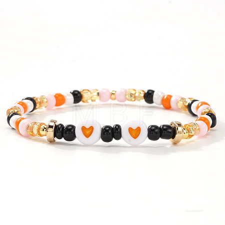 Halloween Acrylic & Glass & Brass Stretch Bracelets for Women DL8423-5-1