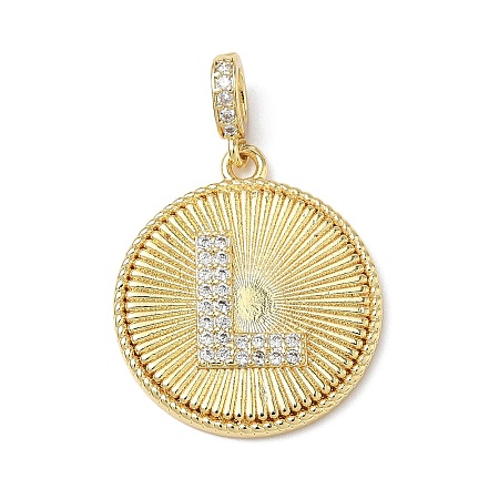 Brass Micro Pave Clear Cubic Zirconia Pendants KK-L253-17G-L-1