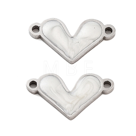 304 Stainless Steel White Enamel Connector Charms LS-STAS-Z078-12P-1