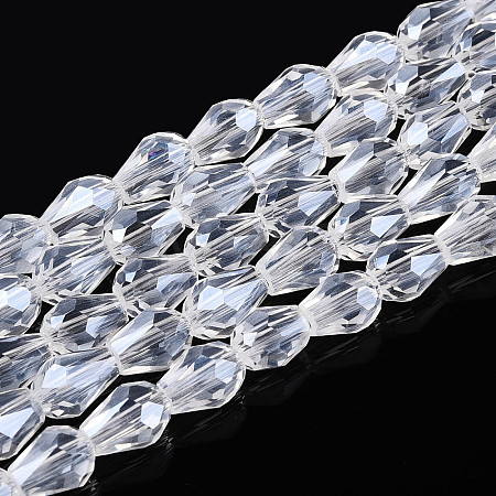 Transparent Teardrop Glass Beads Strands GLAA-T025-79B-01-1