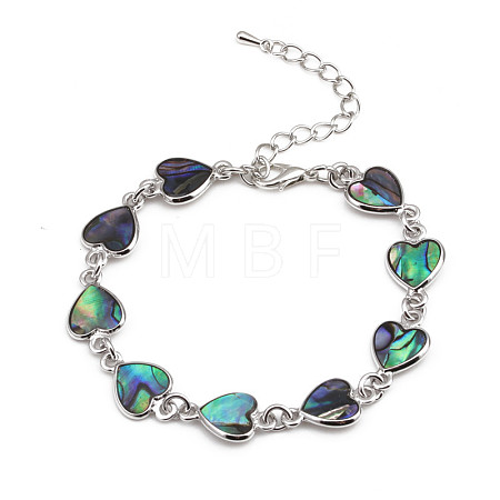 Colorful Abalone Shell Bracelet and Heart-shaped Love Bracelet ST8938894-1