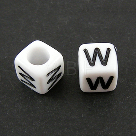 Letter Acrylic European Large Hole Beads X-OPDL-R050-10mm-W-1