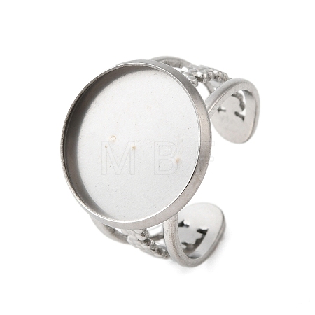304 Stainless Steel Cuff Ring Components STAS-V012-01D-P-1