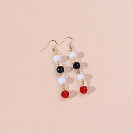 Alloy & Plastic Round Bead Dangle Earrings FS-WGDE872-01-1
