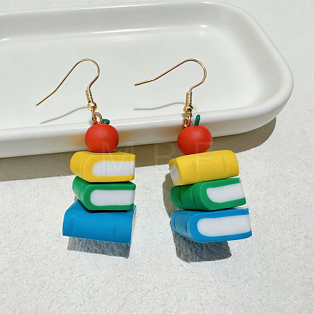 Handmade Polymer Clay & 304 Stainless Steel Dangle Earrings WG8A15F-01-1