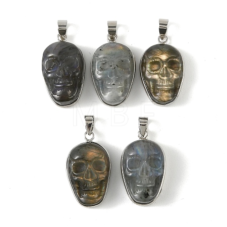 Halloween Natural Labradorite Carved Pendants G-D102-03P-1