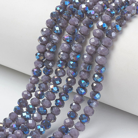 Electroplate Opaque Solid Color Glass Beads Strands EGLA-A034-P4mm-I17-1