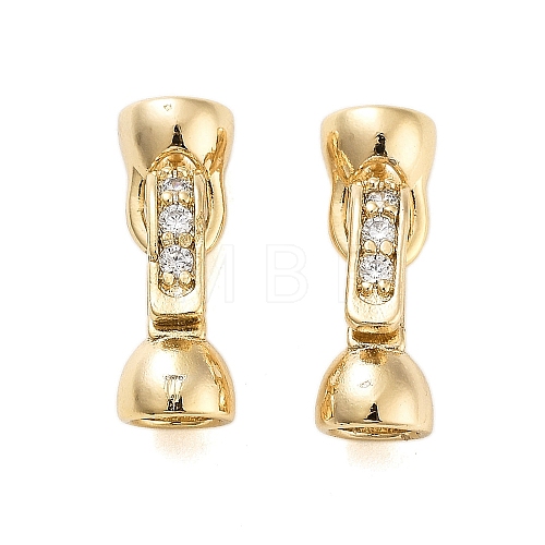 Rack Plating Brass Cubic Zirconia Fold Over Clasps KK-S379-18G-1