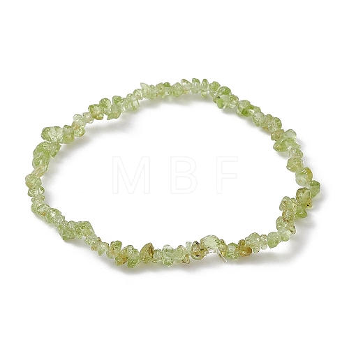 Natural Olive Jade Chips Beaded Stretch Bracelets for Women BJEW-JB10046-02-1