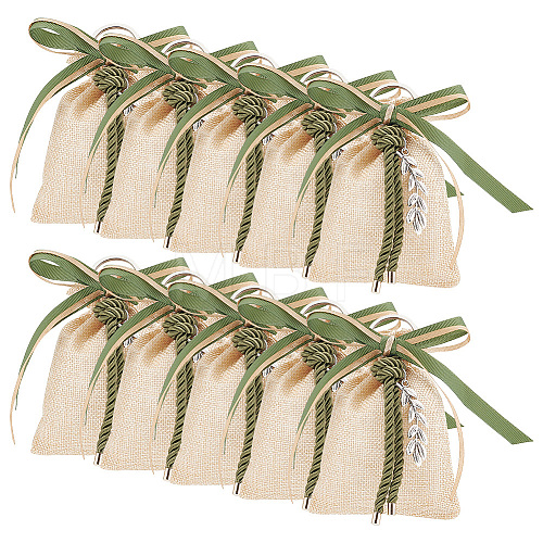 Rectangle Polyester Imitation Burlap Packing Pouches Drawstring Bags ABAG-AB00006-1