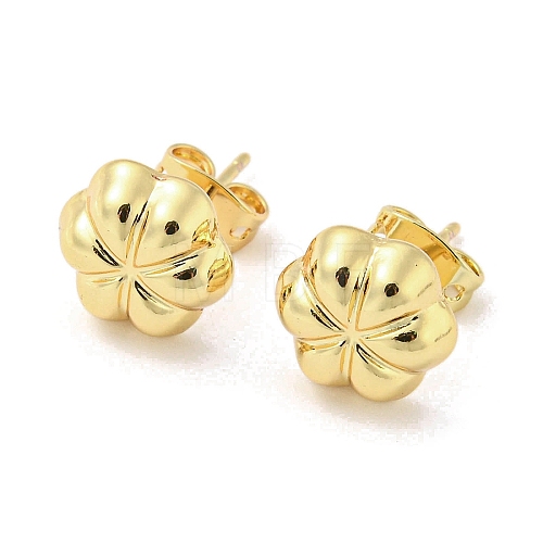 Flower Rack Plating Brass Stud Earrings EJEW-F331-29G-1