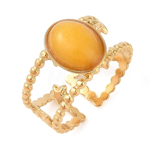 Oval Natural Agate Finger Rings RJEW-Z057-11G-06-1