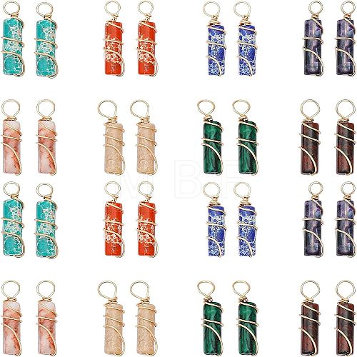 32Pcs 8 Style Natural & Synthetic Gemstone Pendants FIND-CA0006-53-1