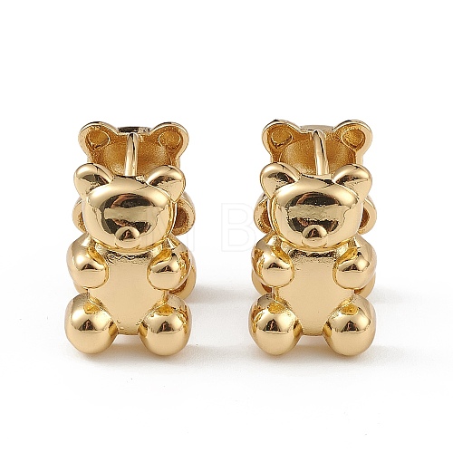 Brass Bear Hoop Earrings for Women EJEW-L234-082G-1