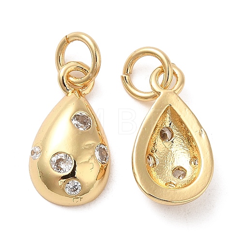 Rack Plating Brass Micro Pave Clear Cubic Zirconia Charms KK-I706-13G-1