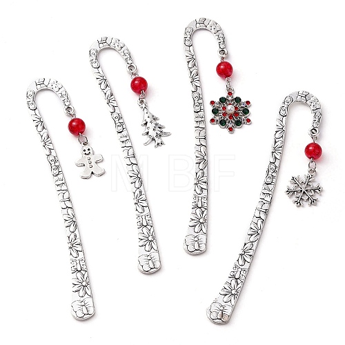 Christmas Theme Alloy Hook Bookmarks AJEW-JK00335-1