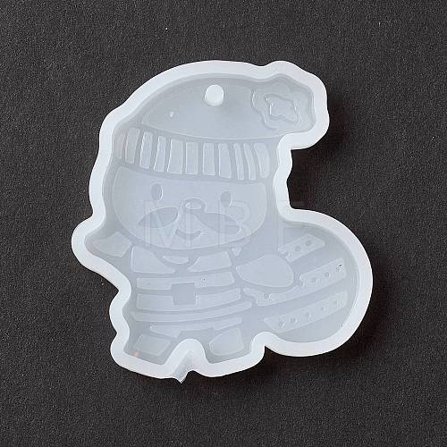 Christmas Theme DIY Santa Claus Pendant Silicone Statue Molds DIY-K054-14-1